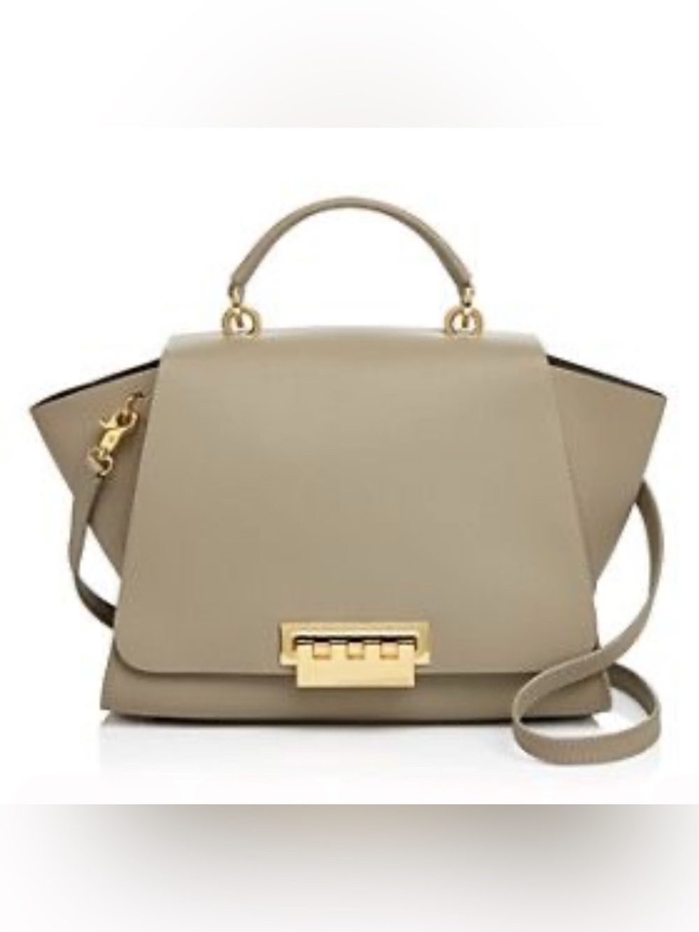 ZAC Posen Iconic Leather Satchel Handbag Crossbody Rare Gold Beige Leather - Picture 12 of 12
